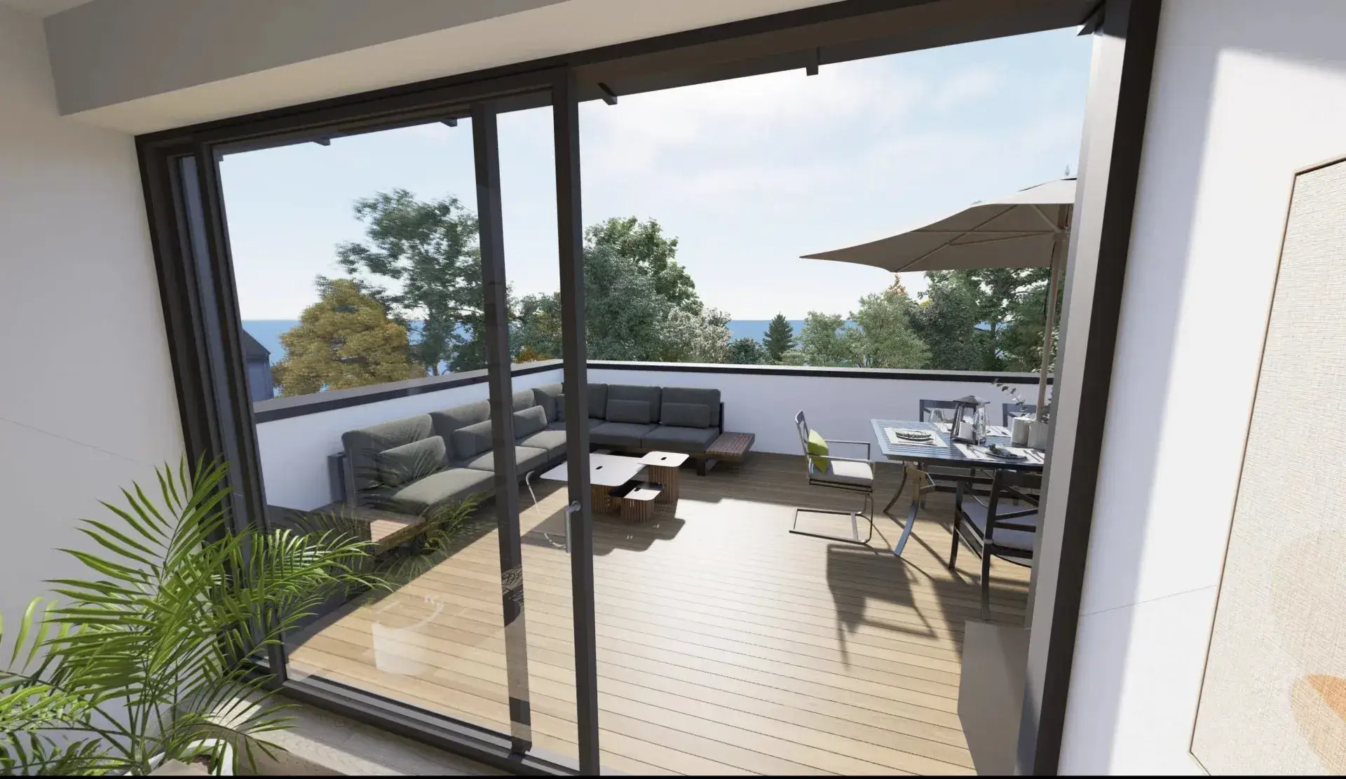 Terrasse d'un appartement à Kayl